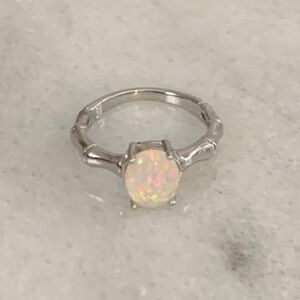 Silver Bamboo Opal Pendant Ring Size 7

Brand New